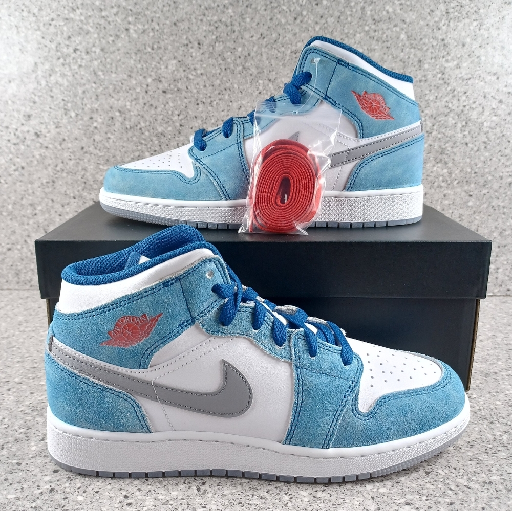 Nike Air Jordan 1 Mid French Blue Sneakers - Youth 6.5 Shoes